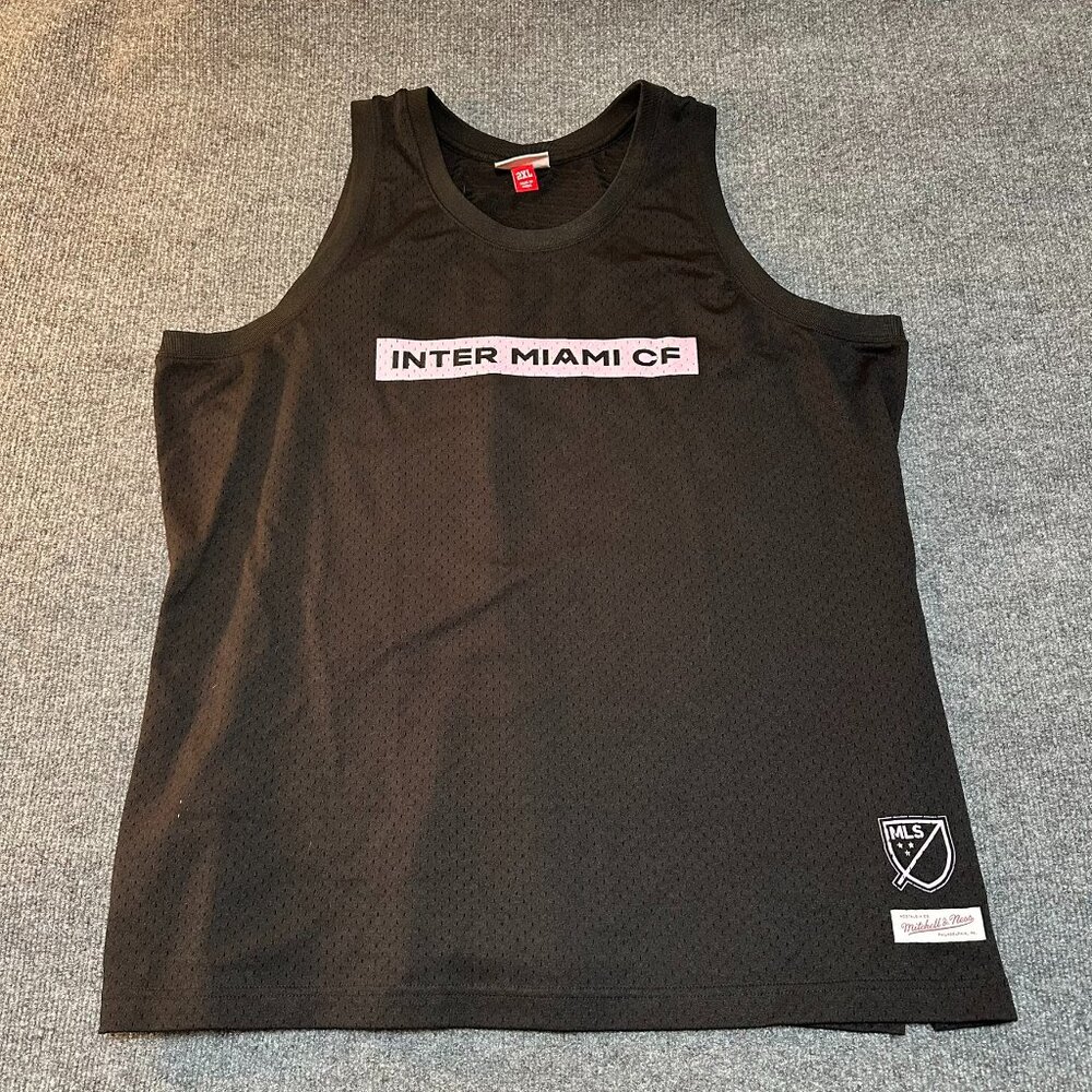 Men's Inter Miami CF Mitchell & Ness Black Block Jersey Hook Tank Top 2XL